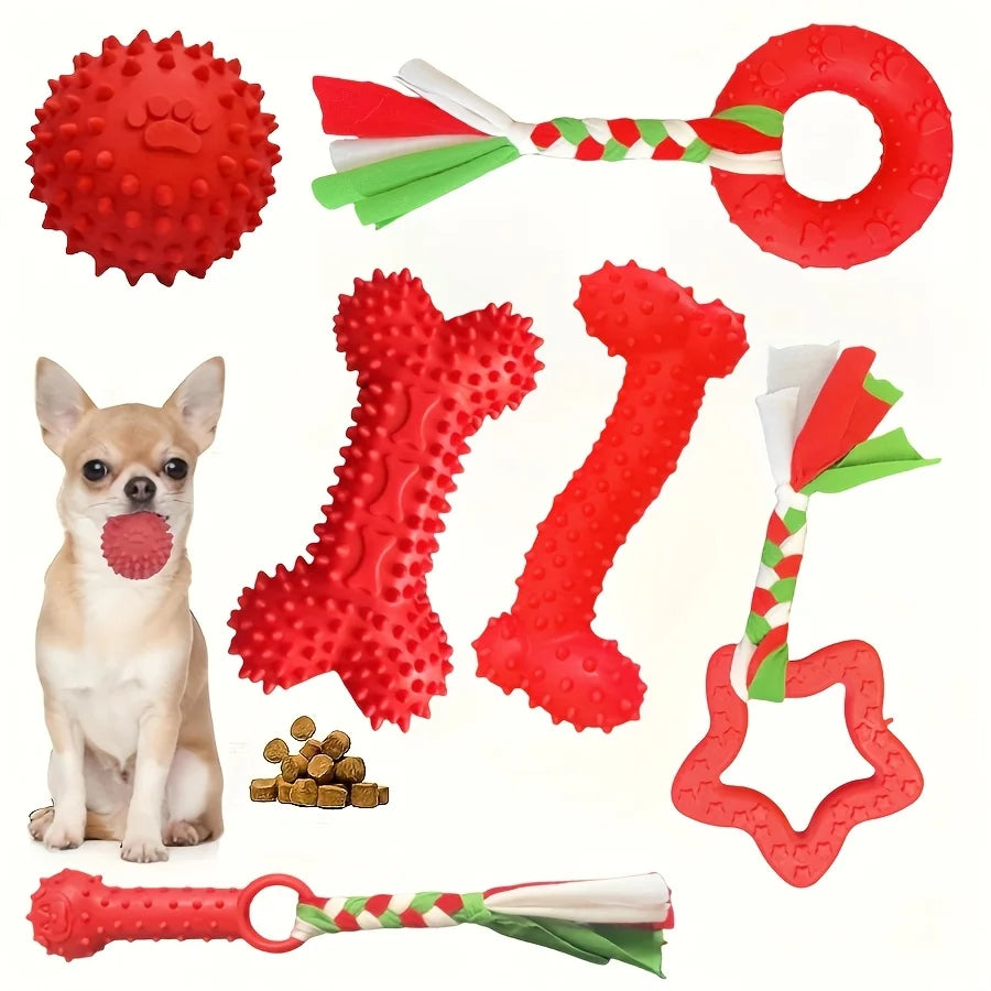 6Pcs Bite Resistant Rubber Chew Toys for Puppies