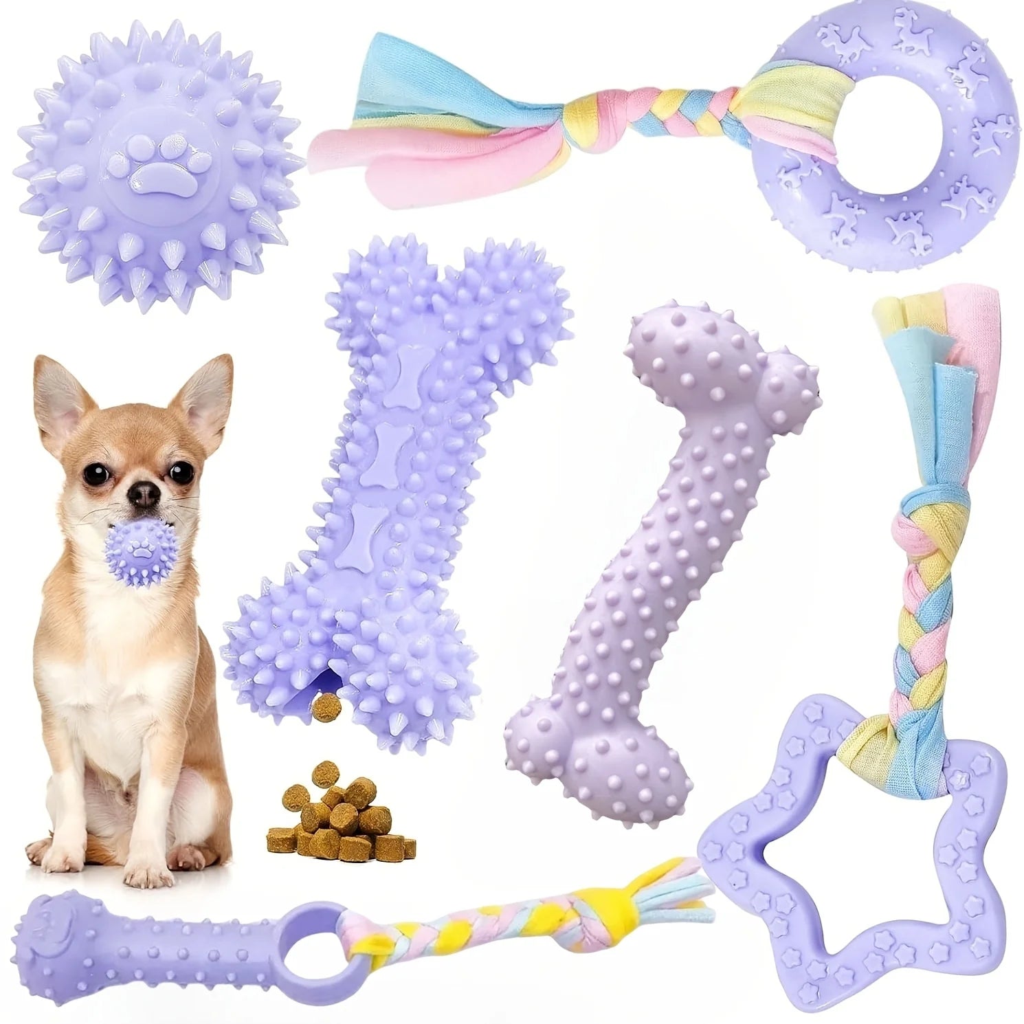 6Pcs Bite Resistant Rubber Chew Toys for Puppies