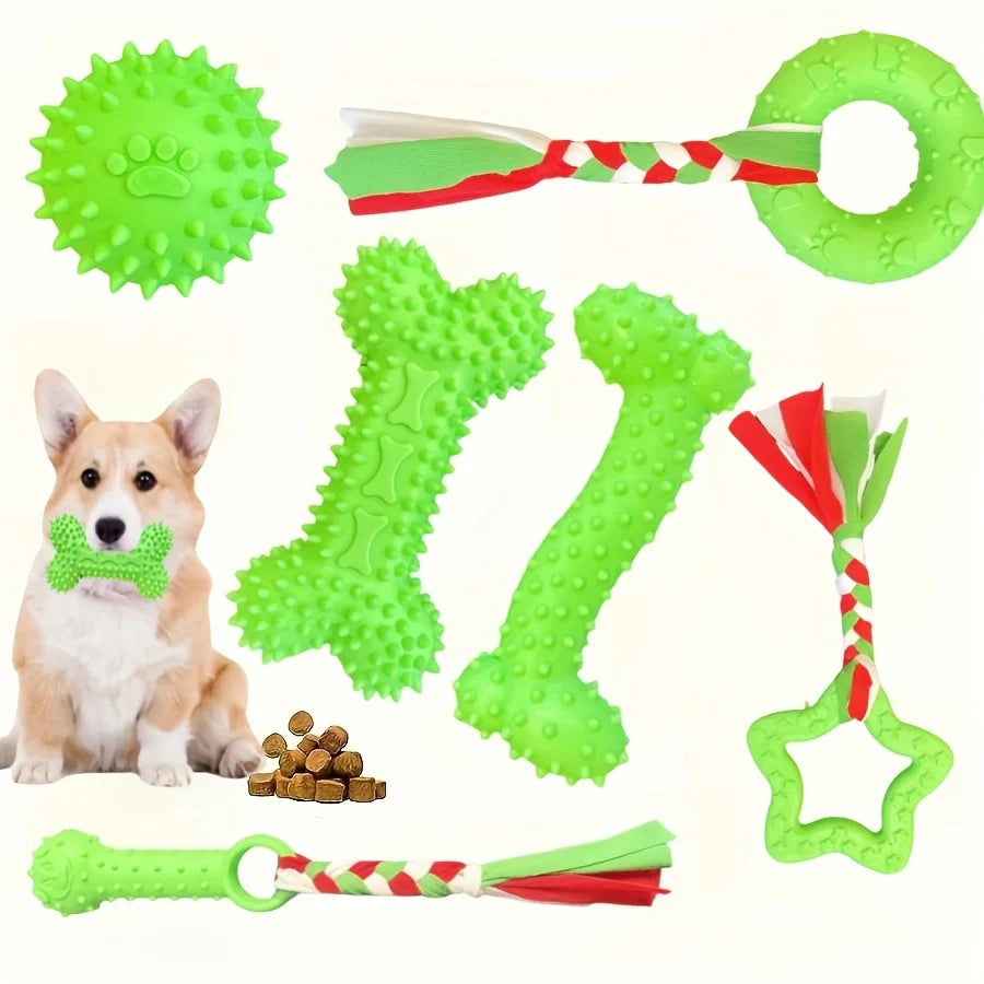6Pcs Bite Resistant Rubber Chew Toys for Puppies