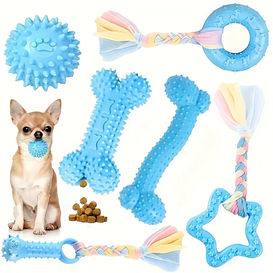 6Pcs Bite Resistant Rubber Chew Toys for Puppies