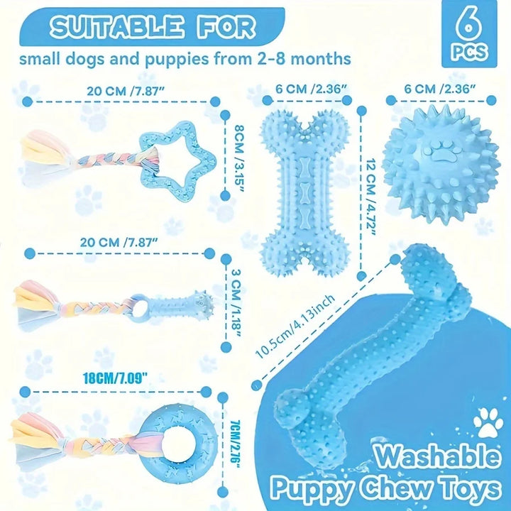 6Pcs Bite Resistant Rubber Chew Toys for Puppies