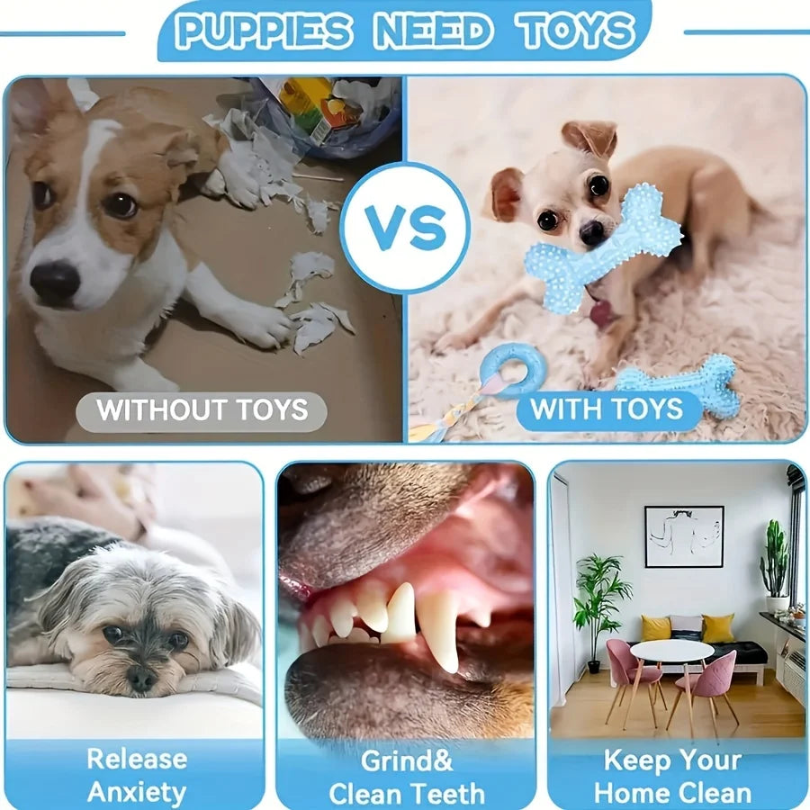 6Pcs Bite Resistant Rubber Chew Toys for Puppies