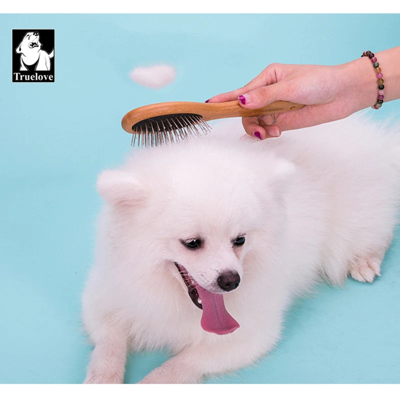 Bamboo Pet Round Comb Grooming Brush Hair Remover