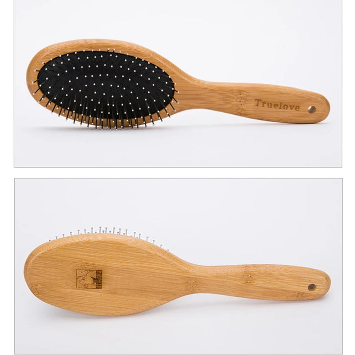 Bamboo Pet Round Comb Grooming Brush Hair Remover
