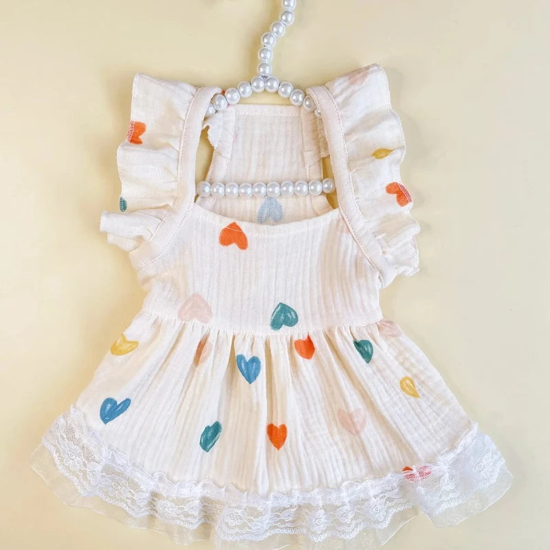 Heart Flutter Sleeve Pet Dress for Small Dogs Cats