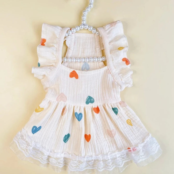 Heart Flutter Sleeve Pet Dress for Small Dogs Cats
