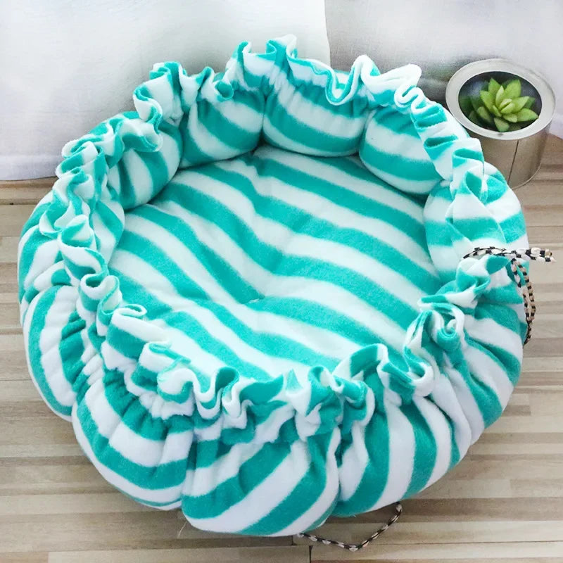 Fluffy Round Adjustable Cat Bed Soft Warm Cushion Basket