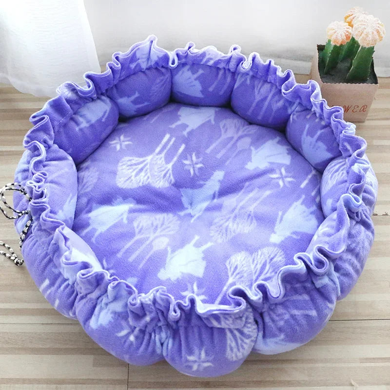 Fluffy Round Adjustable Cat Bed Soft Warm Cushion Basket