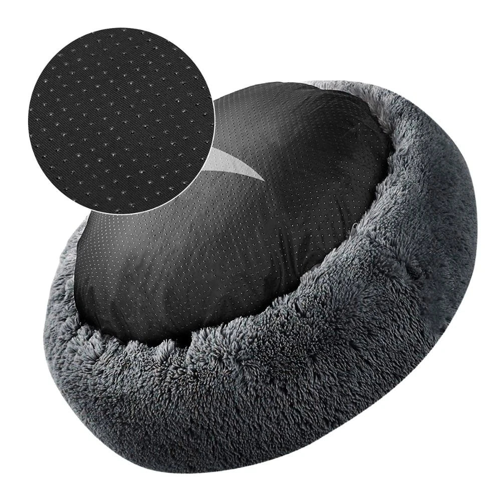 Plush Donut Dog Bed Round Fluffy Winter Pet Basket