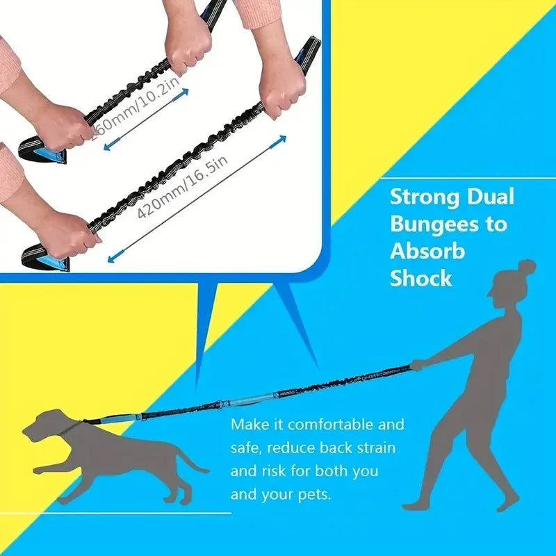 Hands-Free Adjustable Running Dog Leash with Double Handles Elastic