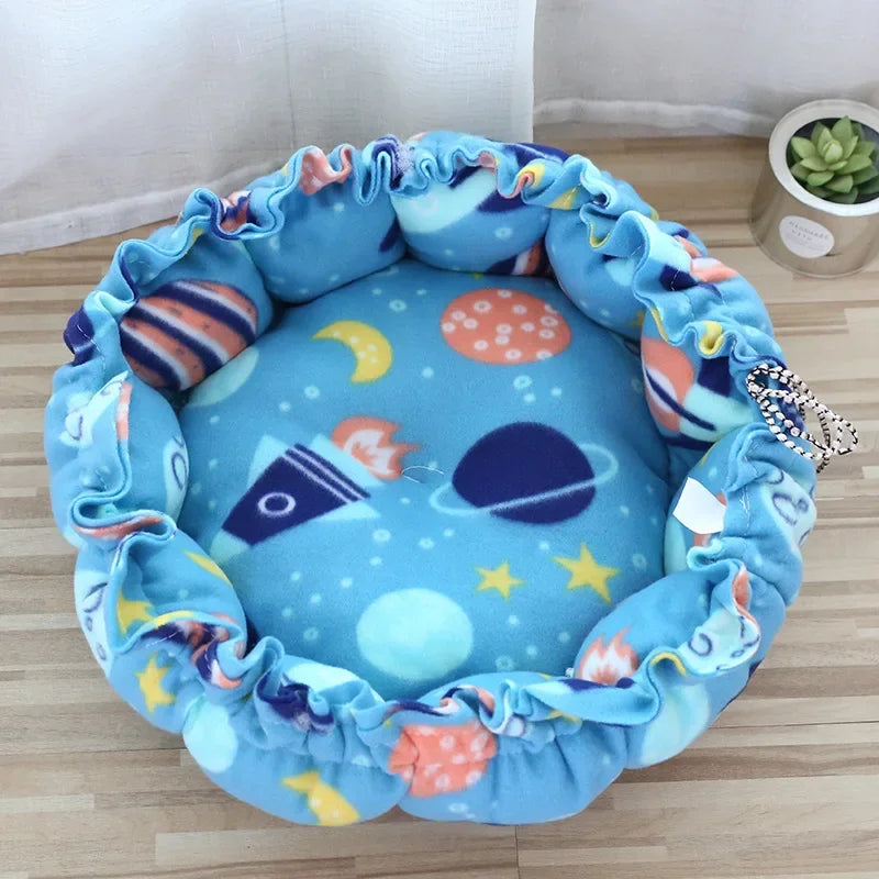 Fluffy Round Adjustable Cat Bed Soft Warm Cushion Basket