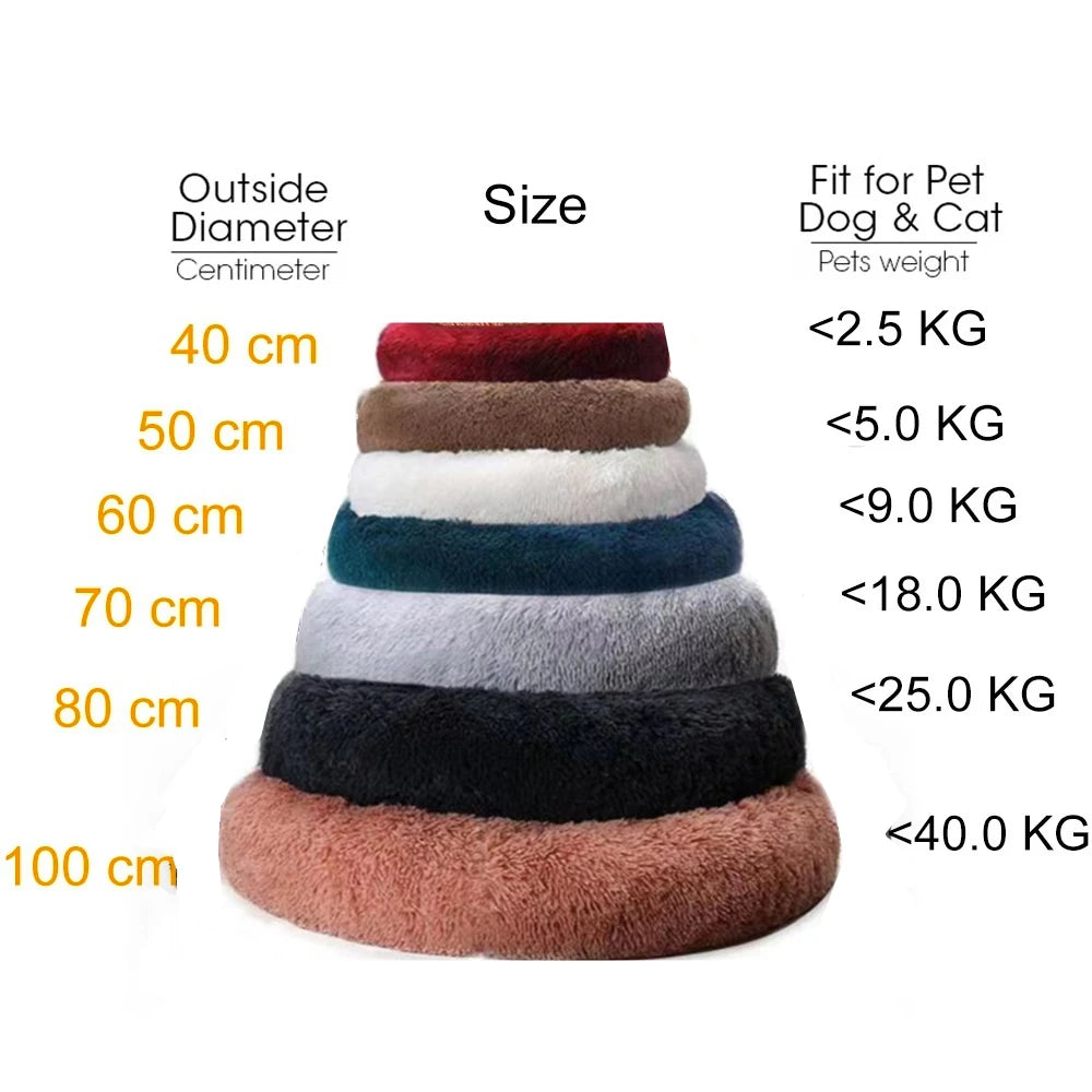 Plush Donut Dog Bed Round Fluffy Winter Pet Basket