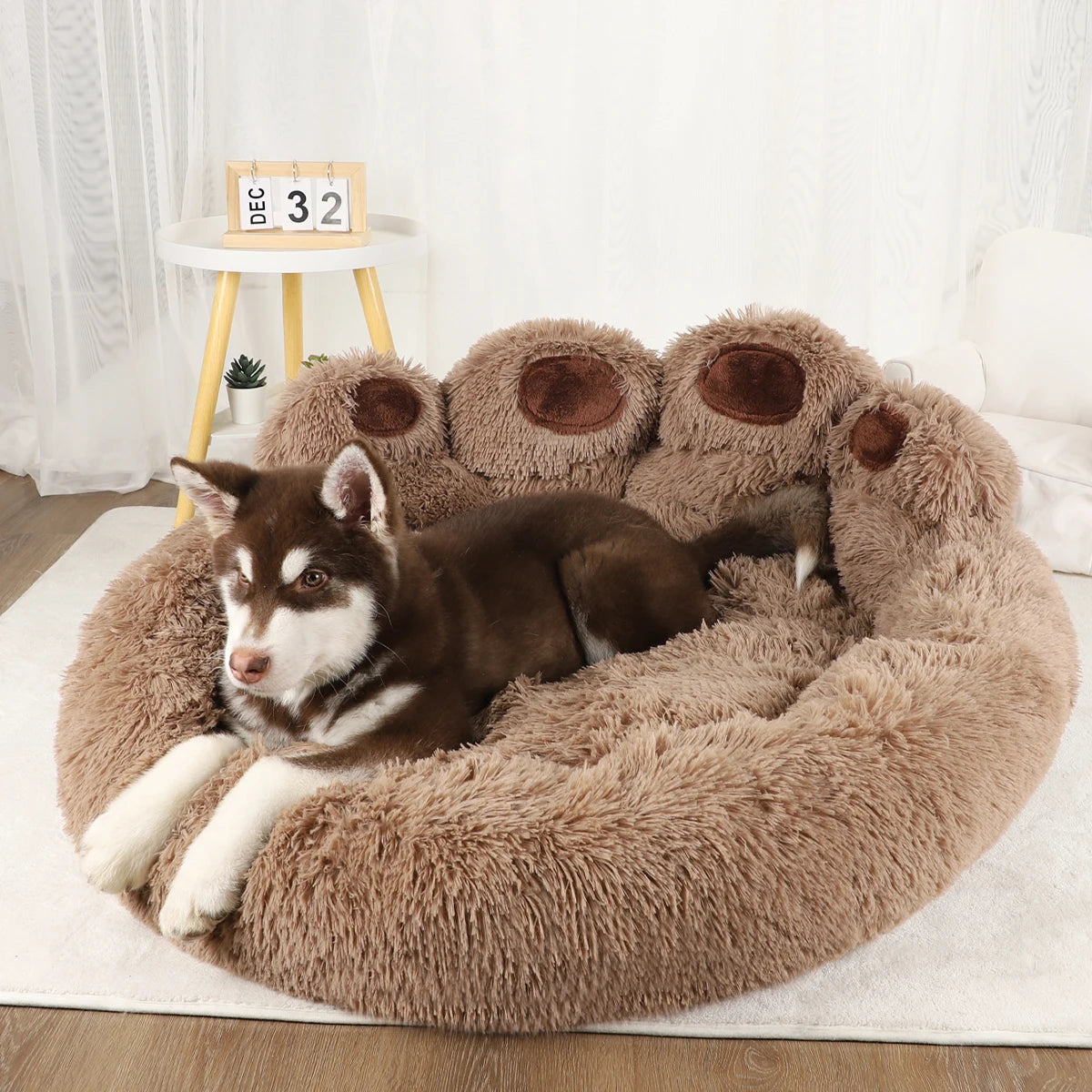 Fluffy Plush Dog Bed Warm Pet Cushion Basket Sofa