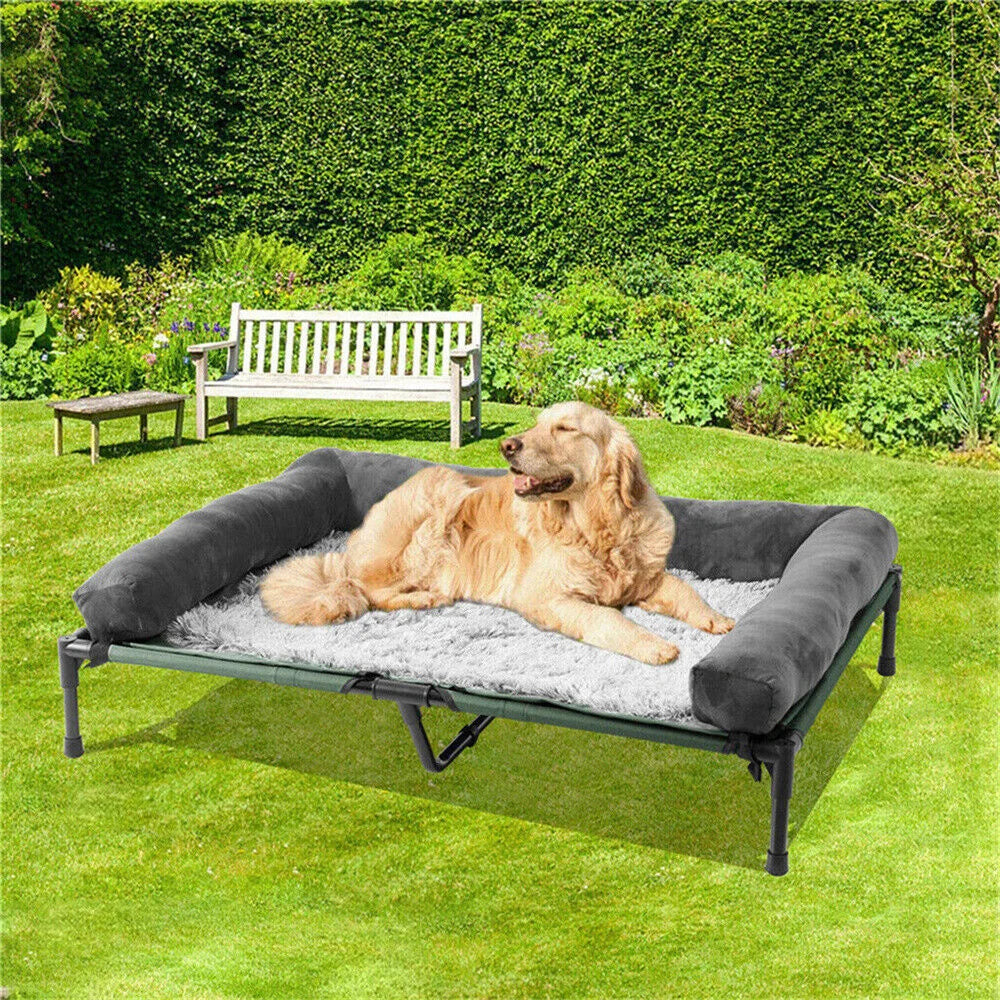 XXL Raised Cooling Dog Bed with Plush Mat