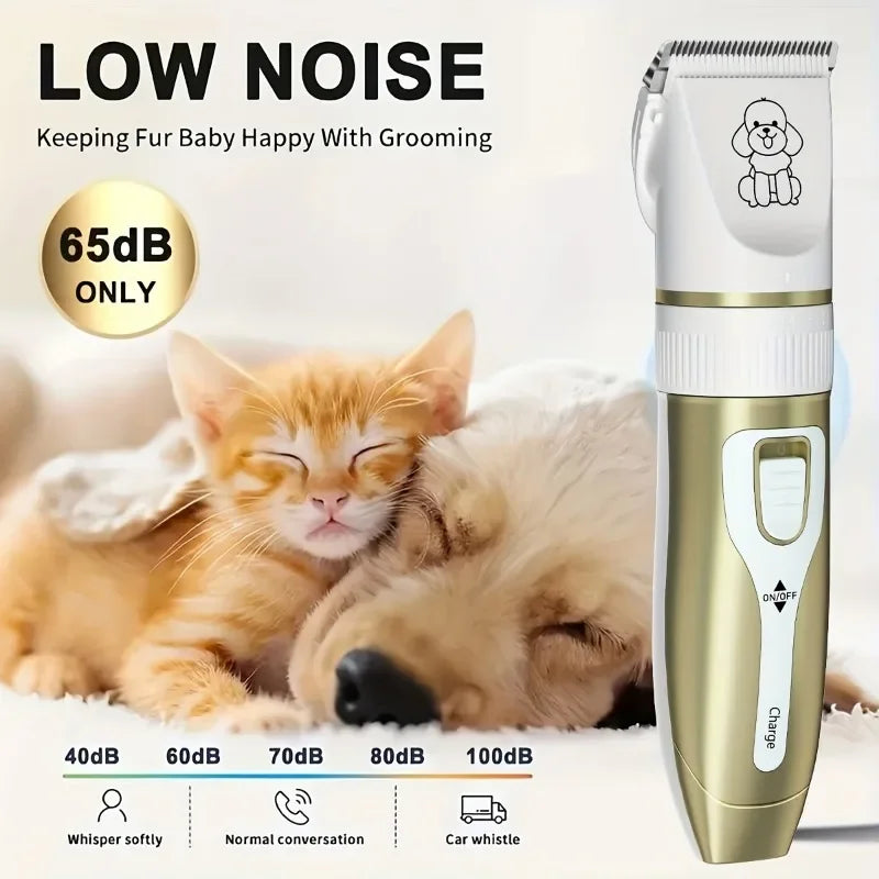 Cordless USB Rechargeable Pet Hair Clipper Grooming Kit Low-Noise