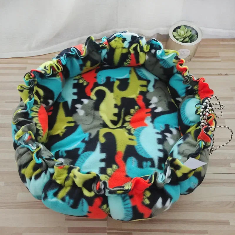Fluffy Round Adjustable Cat Bed Soft Warm Cushion Basket