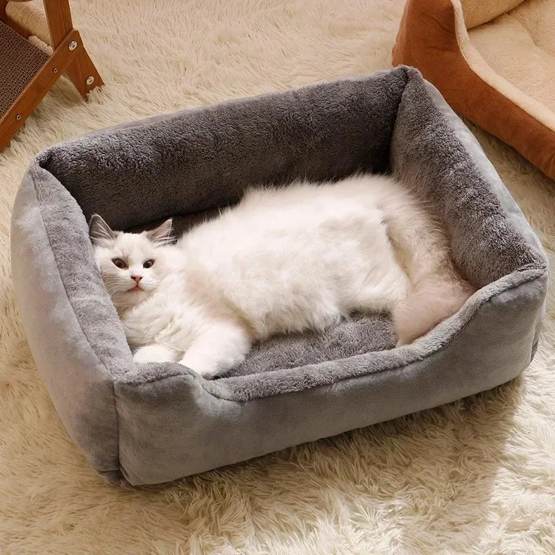 Cozy Plush Cat Bed Warm Pet Sleeping Basket House