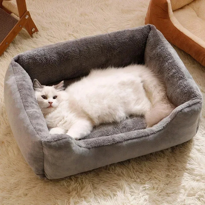 Cozy Plush Cat Bed Warm Pet Sleeping Basket House