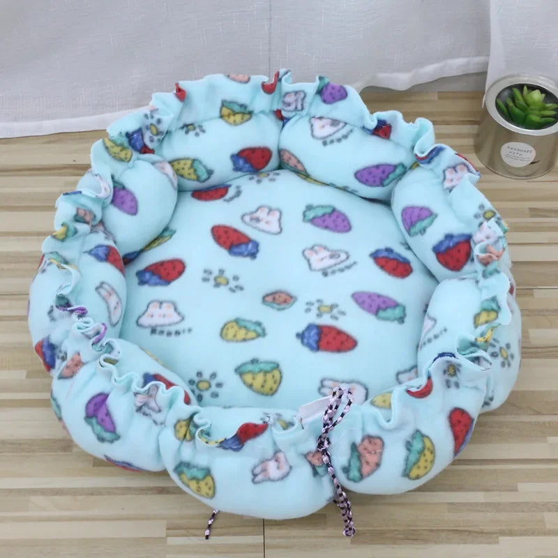 Fluffy Round Adjustable Cat Bed Soft Warm Cushion Basket