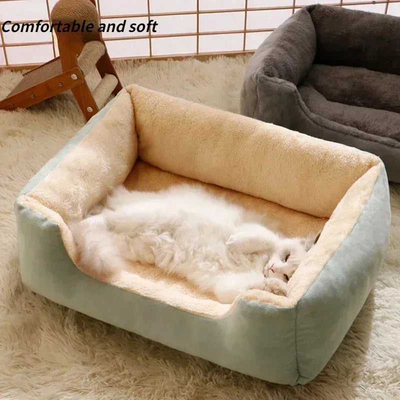 Cozy Plush Cat Bed Warm Pet Sleeping Basket House