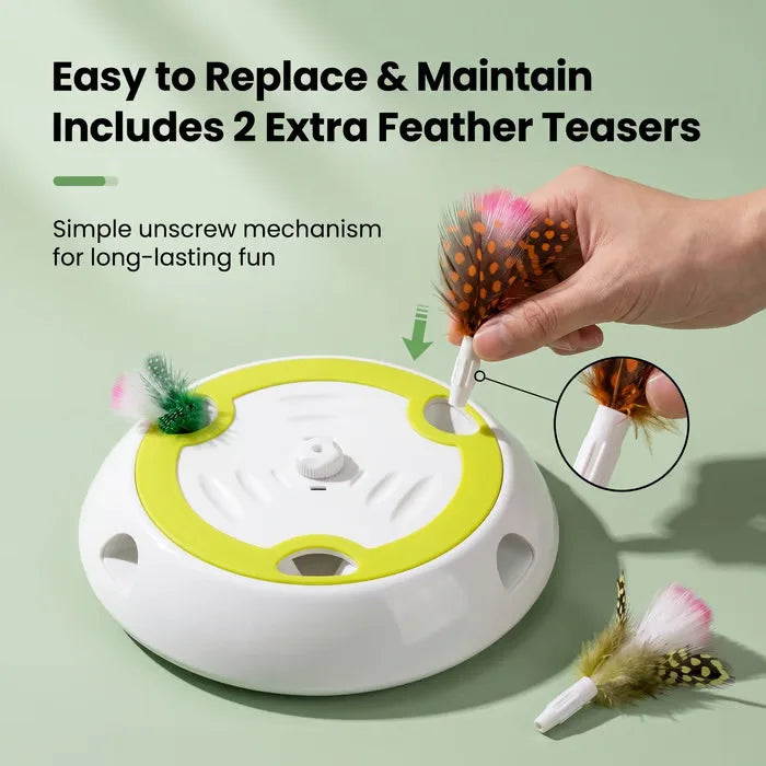 Interactive Motion Activated Whack-A-Mole Cat Toy with Feathers