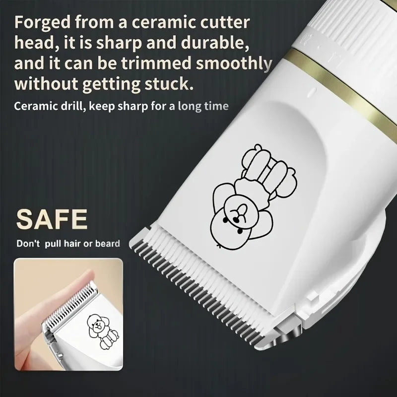 Cordless USB Rechargeable Pet Hair Clipper Grooming Kit Low-Noise