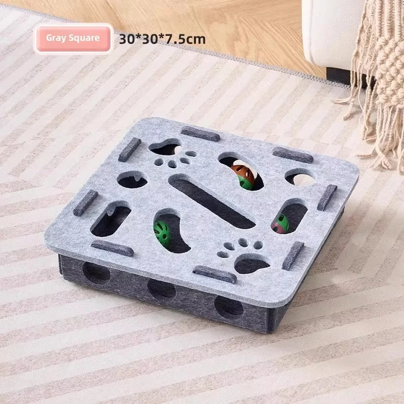 Felt Cat Puzzle Box Toy with Ball Exercise