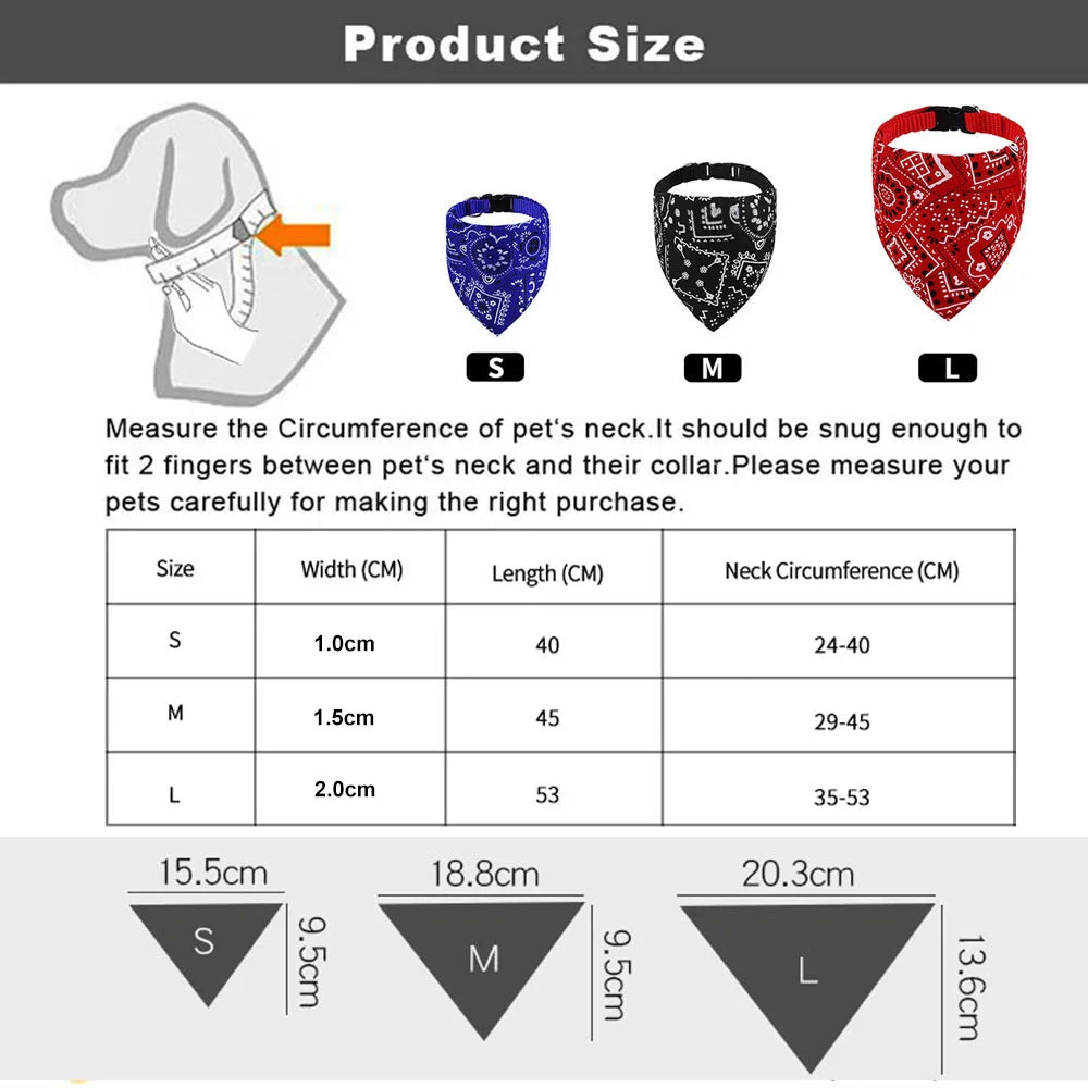 Adjustable Dog Bandana Collar Scarf for Dogs Cats Puppies