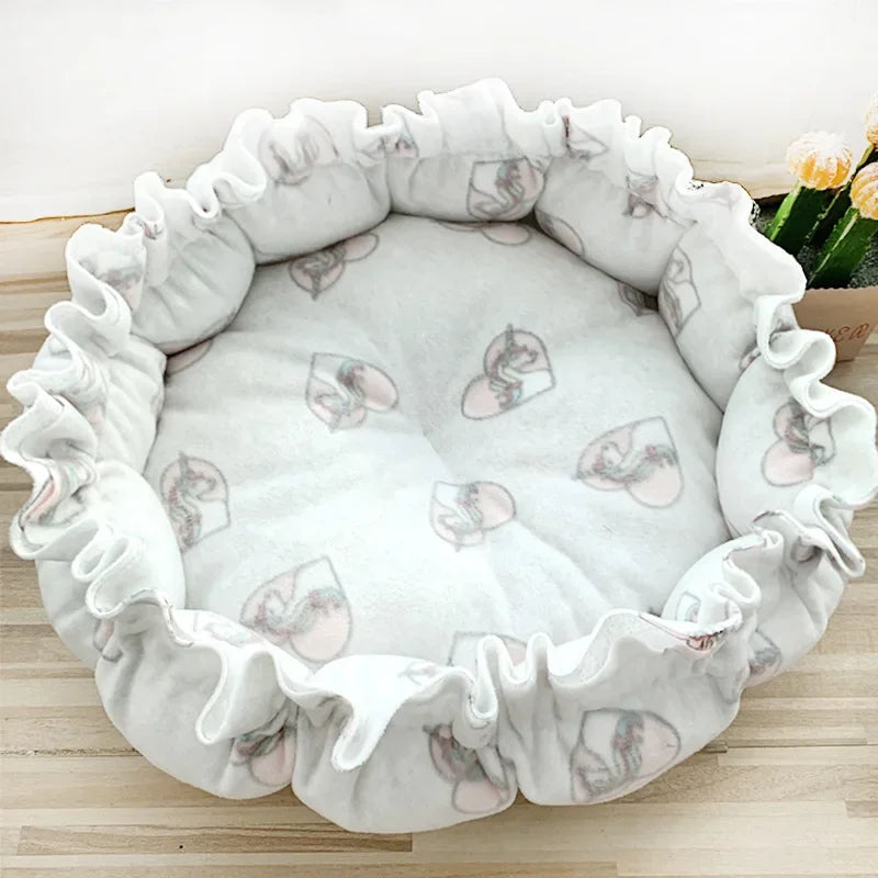 Fluffy Round Adjustable Cat Bed Soft Warm Cushion Basket