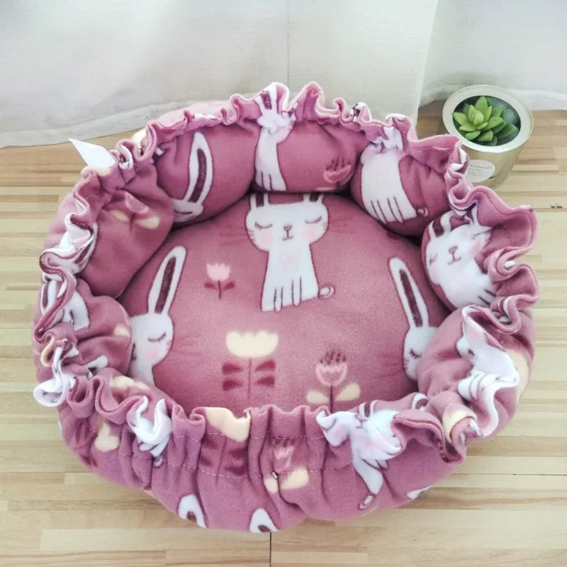 Fluffy Round Adjustable Cat Bed Soft Warm Cushion Basket