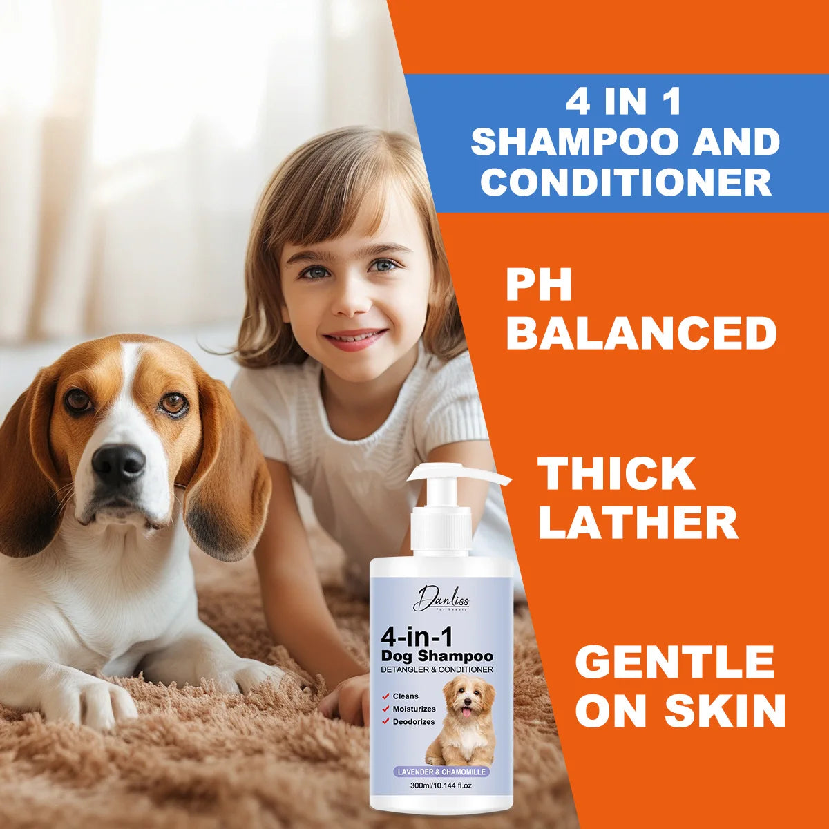 Pet Shampoo for Cats Dogs Odor Removal Hair Care