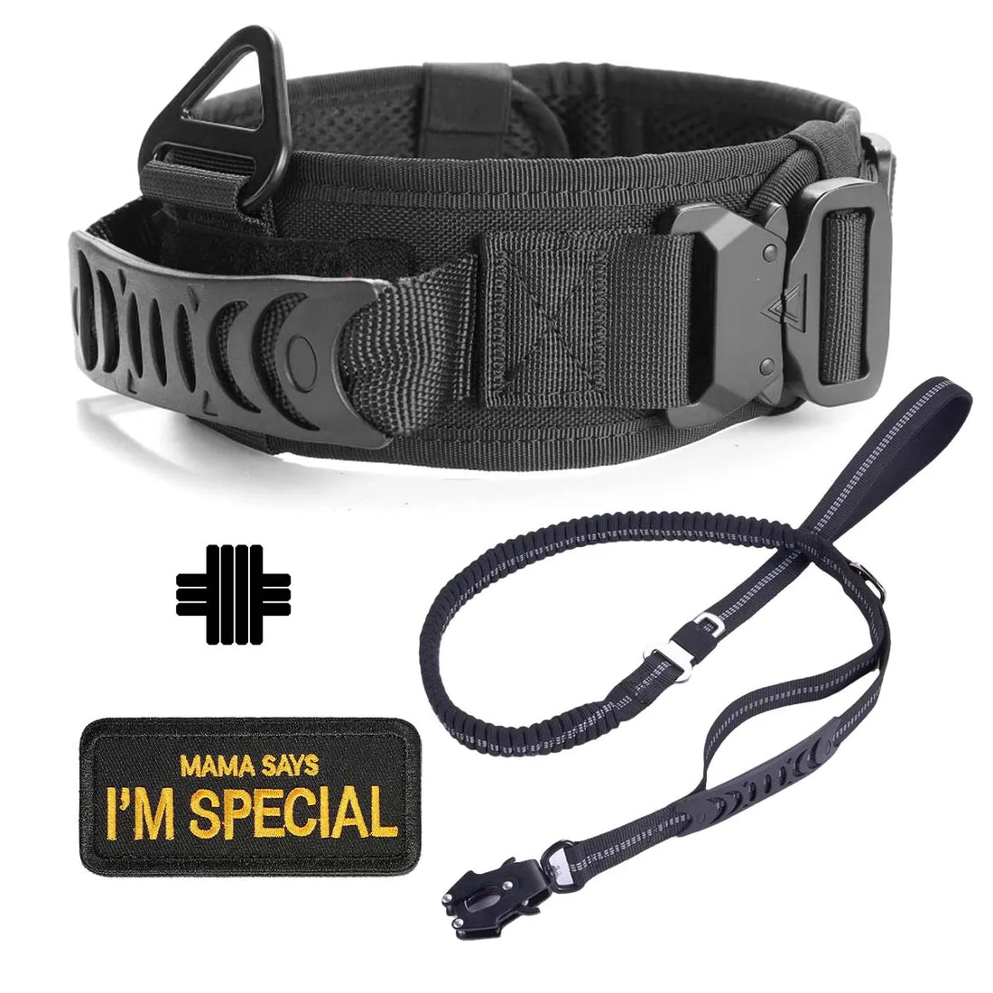 Reflective Adjustable Tactical Nylon Dog Collar Heavy Duty Training