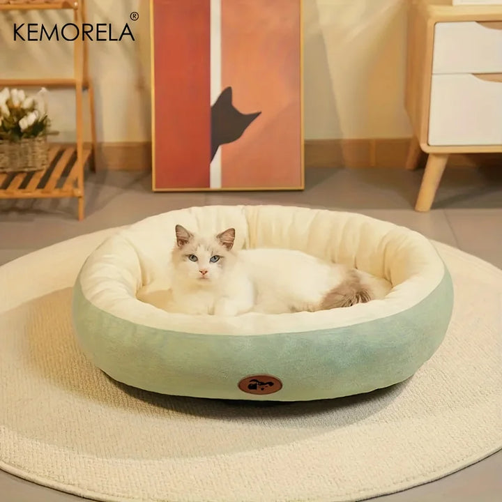 Cozy Oval Plush Pet Bed Warm Snuggle Cushion