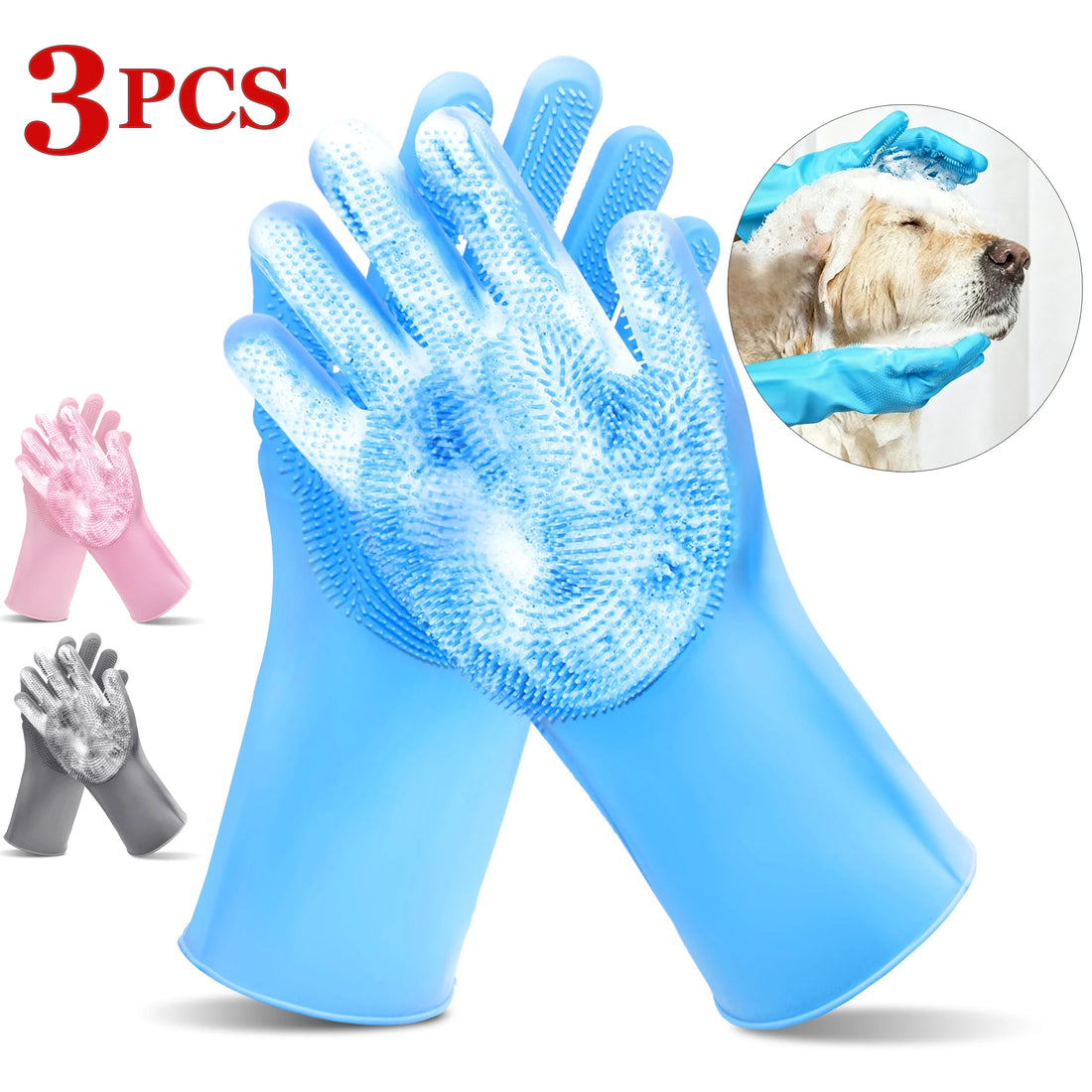 Silicone Pet Grooming Bath Glove for Dogs Cats Massage