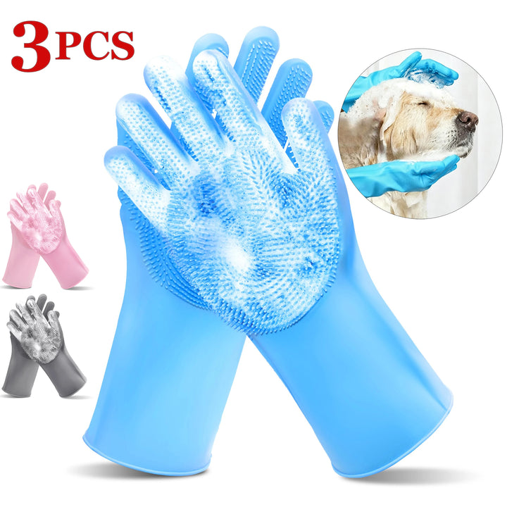 Silicone Pet Grooming Bath Glove for Dogs Cats Massage