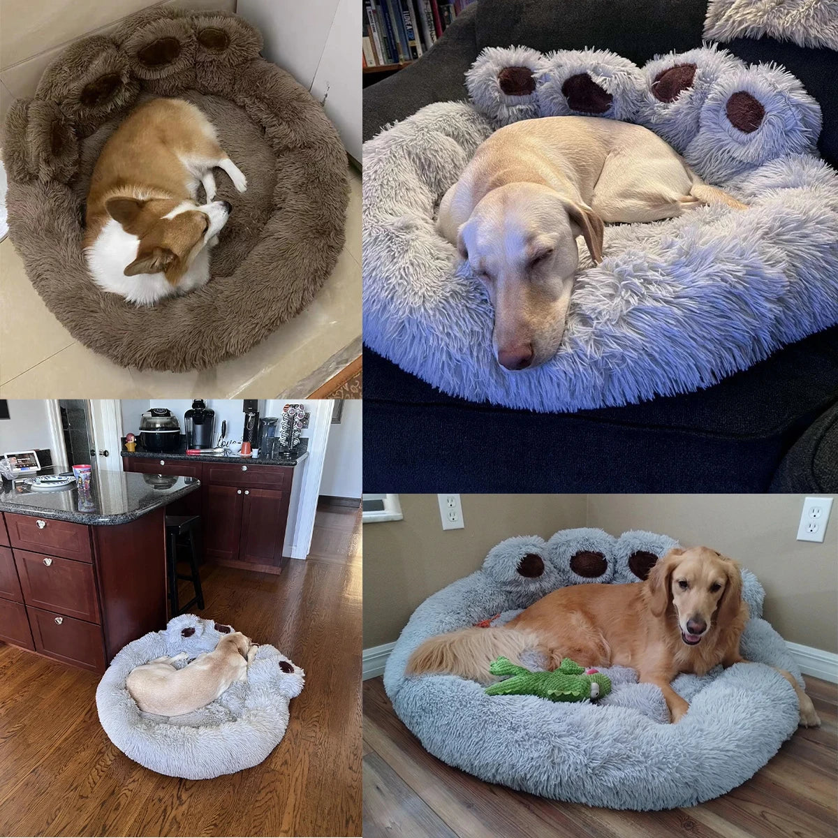 Fluffy Plush Dog Bed Warm Pet Cushion Basket Sofa