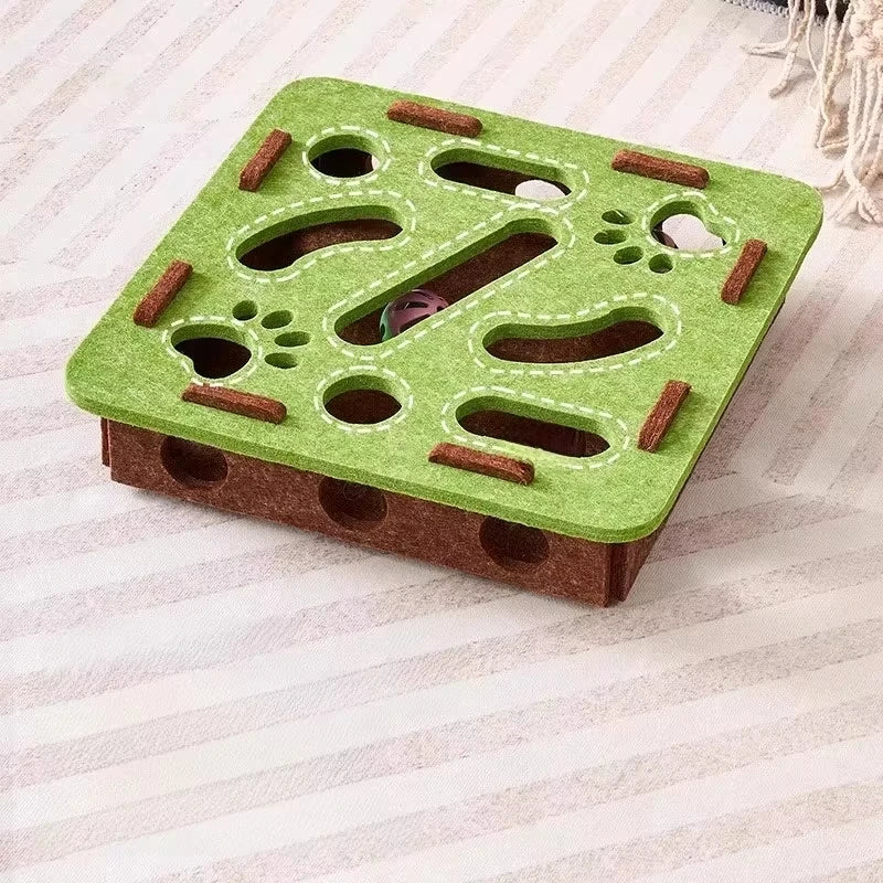 Felt Cat Puzzle Box Toy with Ball Exercise