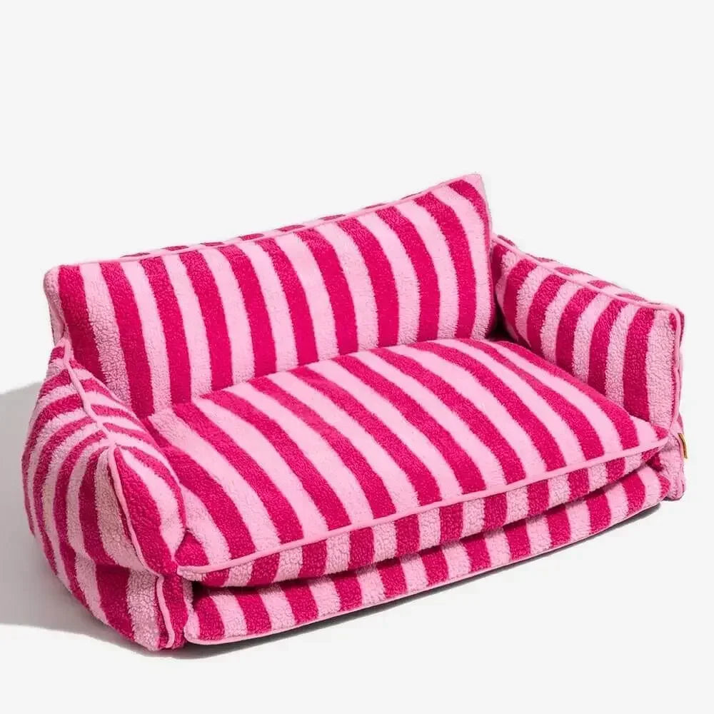 Washable Striped Pet Sofa Bed for Small Dogs Cats