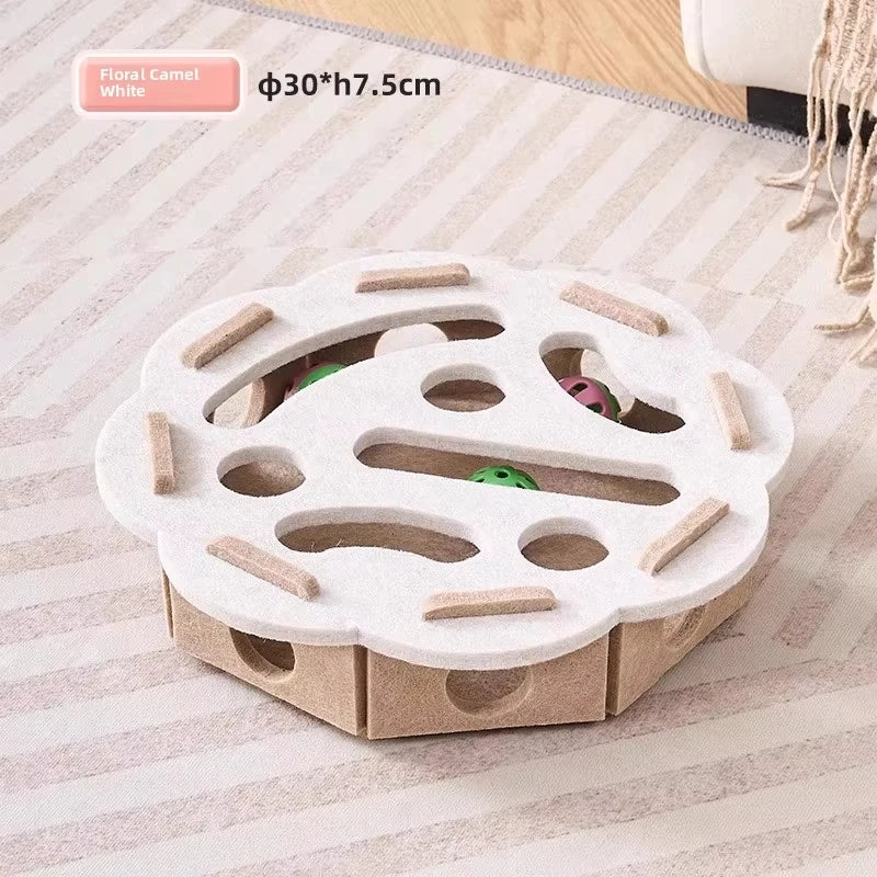Felt Cat Puzzle Box Toy with Ball Exercise