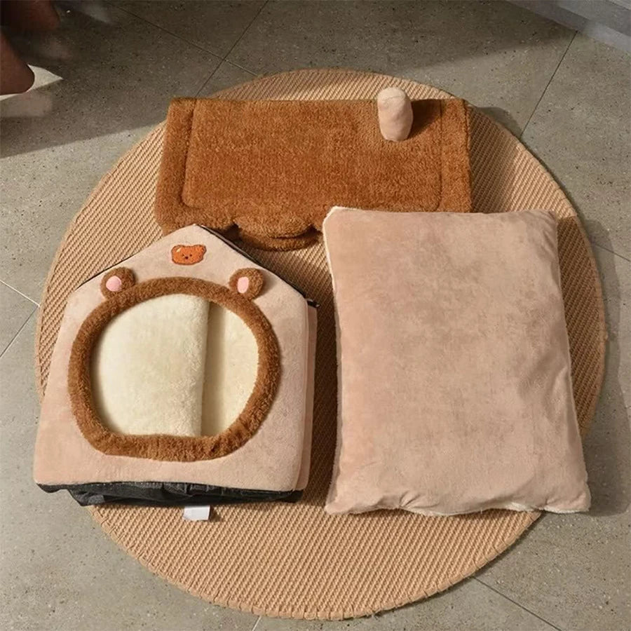Foldable Washable Pet House Cozy Cat Dog Bed