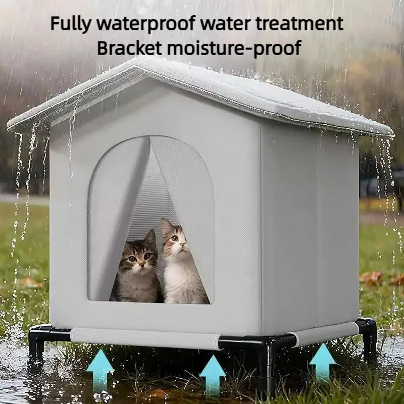 Waterproof Foldable Outdoor Pet House with Sleeping Mat Shelter