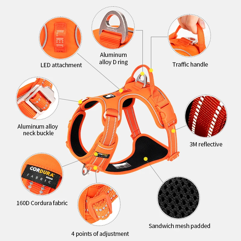Reflective No Pull Adjustable Step-In Dog Harness