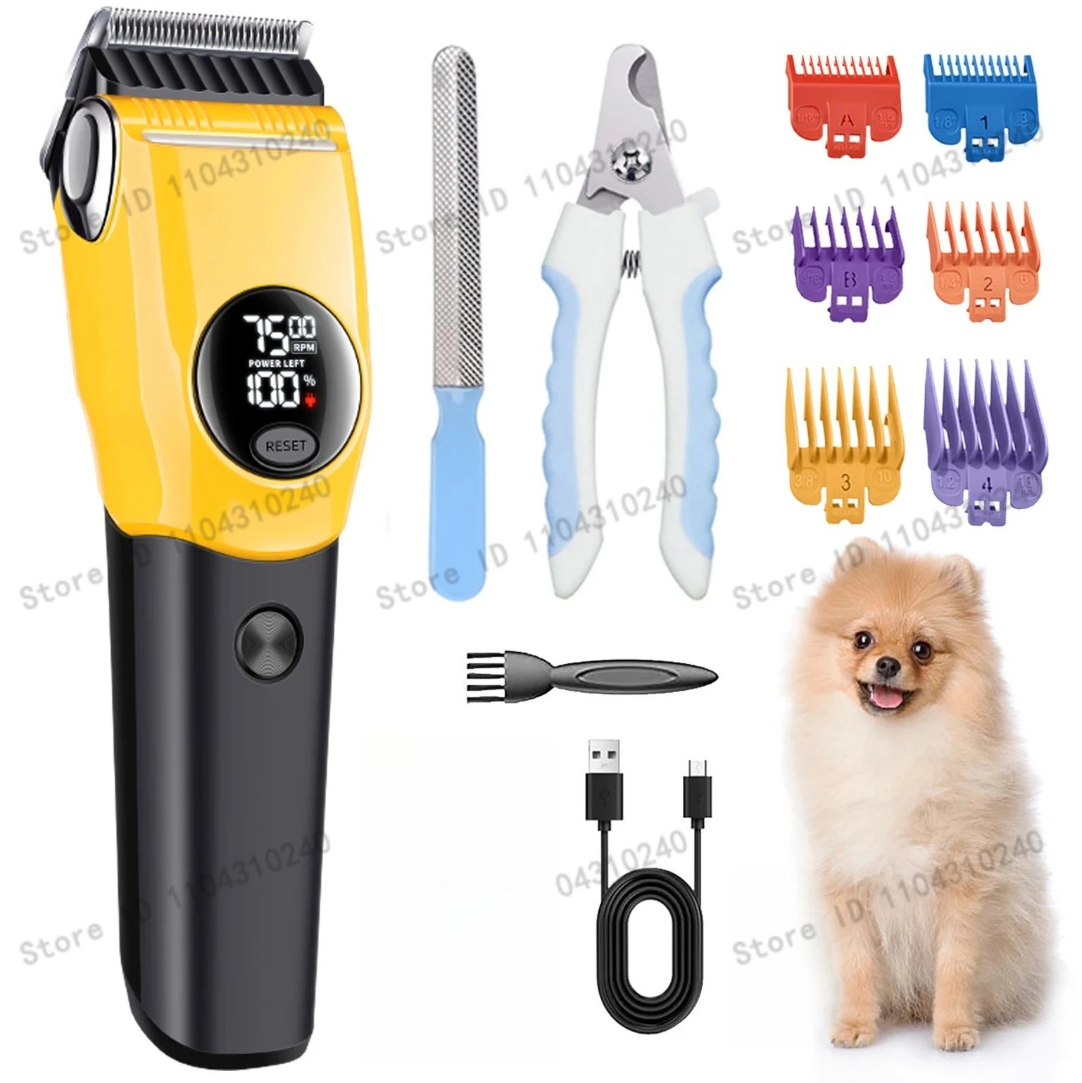 Rechargeable Low Noise Pet Hair Clipper Grooming Kit Professional