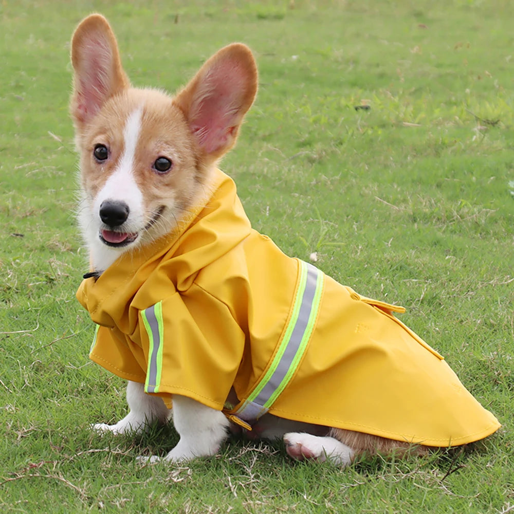 Waterproof Reflective Hooded Dog Raincoat for Large Dogs
