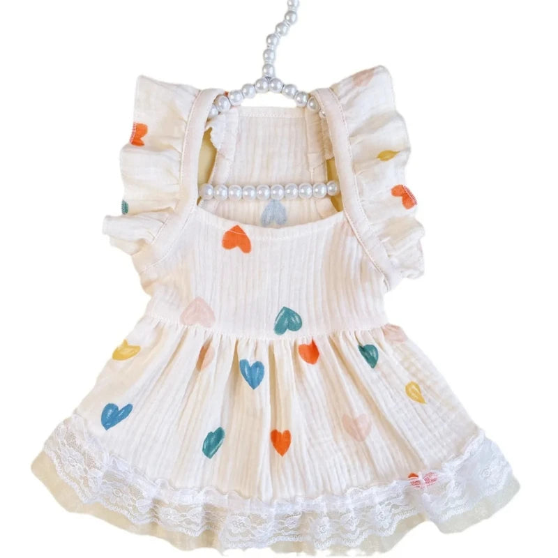 Heart Flutter Sleeve Pet Dress for Small Dogs Cats