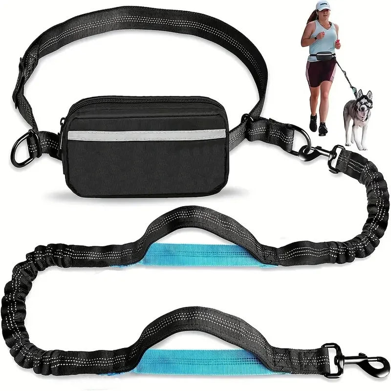 Hands-Free Adjustable Running Dog Leash with Double Handles Elastic