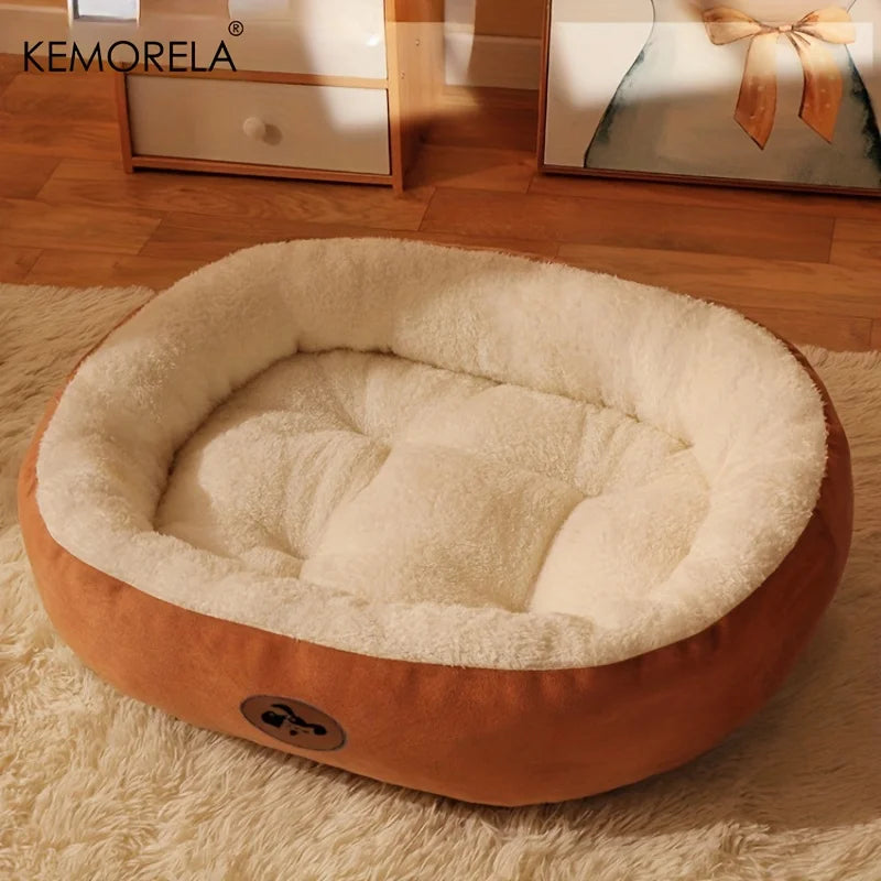 Cozy Oval Plush Pet Bed Warm Snuggle Cushion