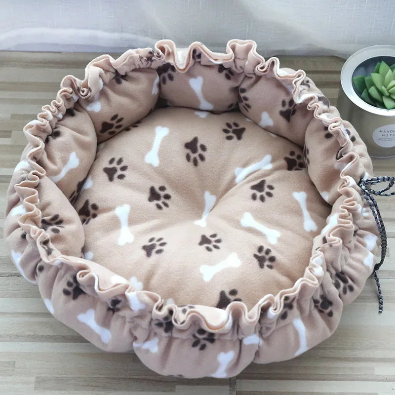 Fluffy Round Adjustable Cat Bed Soft Warm Cushion Basket