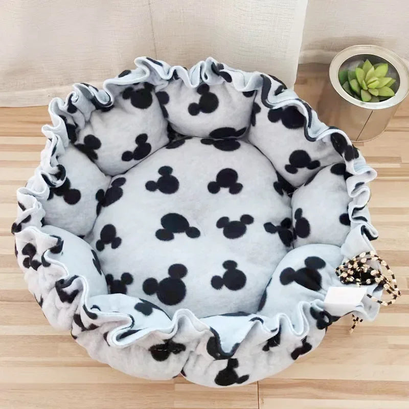 Fluffy Round Adjustable Cat Bed Soft Warm Cushion Basket