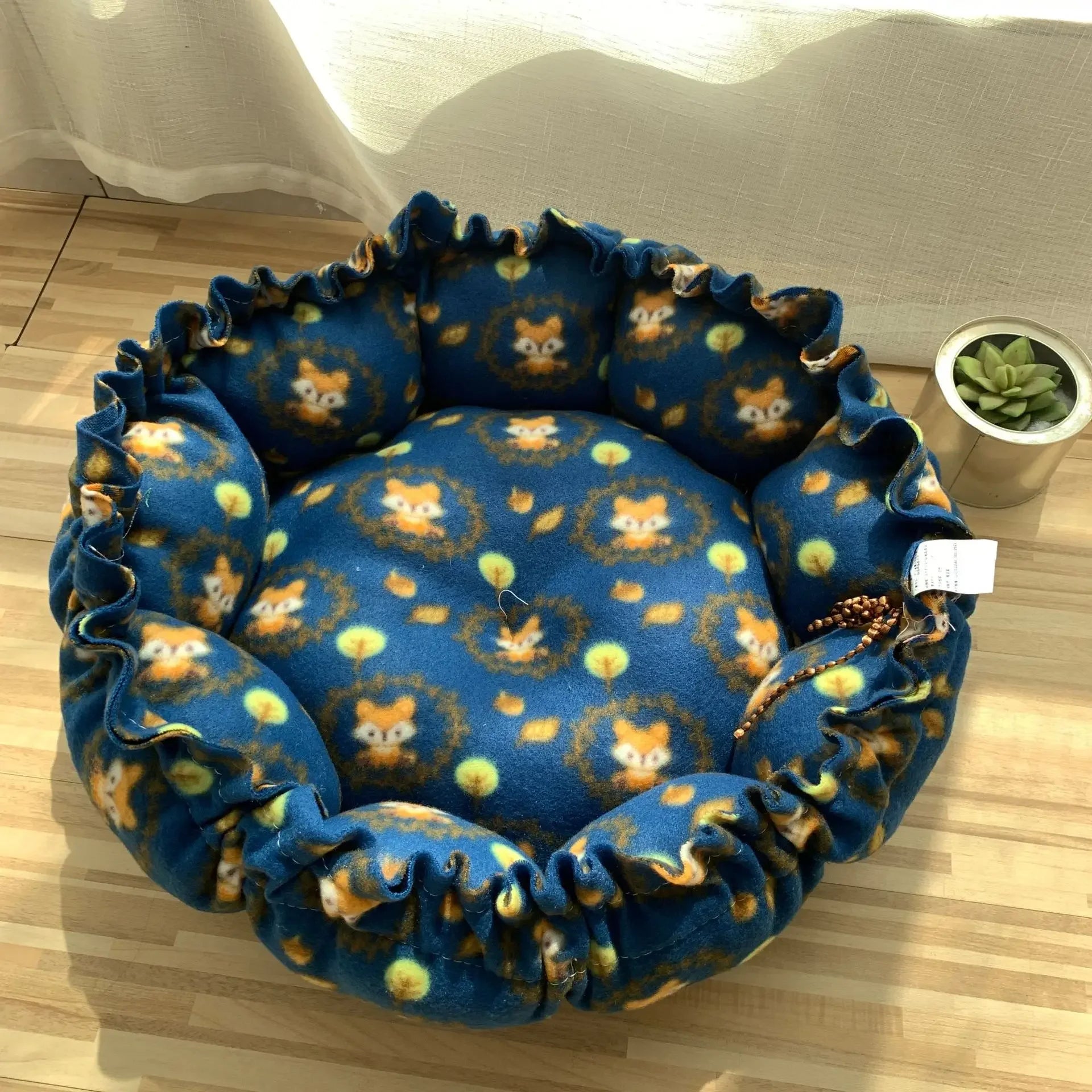 Fluffy Round Adjustable Cat Bed Soft Warm Cushion Basket